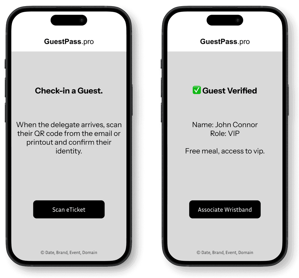 Staff member scanning guest QR code at check-in